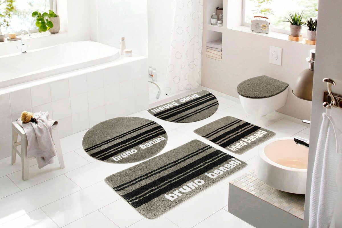 Bild 4 von Badematte Daniel Bruno Banani, Höhe 20 mm, rutschhemmend beschichtet, fußbodenheizungsgeeignet, schnell trocknend, strapazierfähig, Polyester, rechteckig, mit Streifen, Badteppich, Badematten