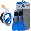 Bild 1 von Schnorchel-Set Damen/Herren mit Maske und Flossen - Easybreath 500 blau