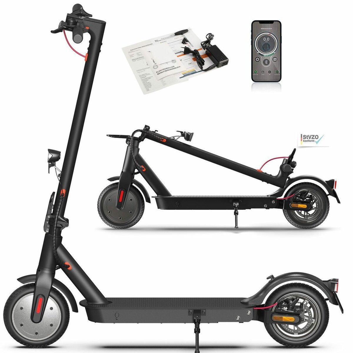 Bild 1 von LETGOSPT E-Scooter Elektroscooter mit Straßenzulassung Stoßdämpfende, Faltbarer E Scooter, 350,00 W, 20,00 km/h, ABE Elektroroller für Erwachsene, Belastung bis 120kg, 30km Reichweite
