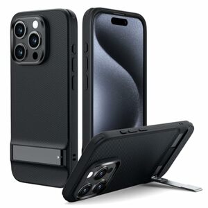 ESR für iPhone 15 Pro Max Hülle, Metall Ständer Case, 3 Standmodi, Militärnorm Sturzschutz, unterstützt kabelloses Laden, dünne Rückseite mit patentiertem Kickstand, Boost-Serie, Klar