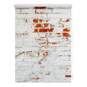 Lichtblick Rollo Klemmfix, ohne Bohren, blickdicht, Mauer - Weiß Rot, 120 x 150 cm (B x L)
