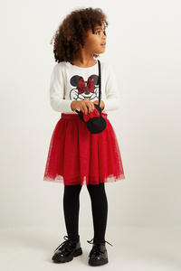 C&A Minnie Maus-Set-Kleid, Tasche und Strumpfhose-3 teilig, Rot, Größe: 110