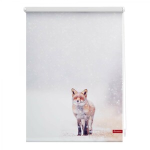 Lichtblick Rollo Klemmfix, ohne Bohren, blickdicht, Fuchs im Schnee - Weiß Rot, 90 cm x 150 cm (B x