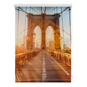 Lichtblick Lichtblick Rollo Klemmfix, ohne Bohren, blickdicht, Brooklyn Bridge - Orange, 120 x 150 c