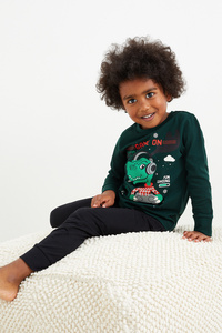 C&A Dino-Weihnachts-Pyjama-2 teilig, Grün, Größe: 110