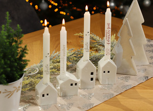 Advents-Kerzenhäuser aus Keramik 4-teilig