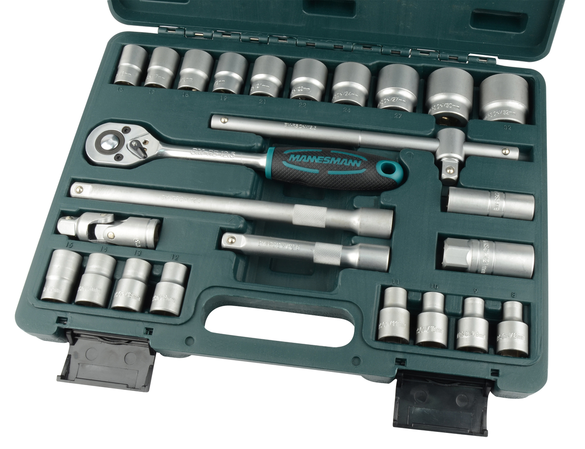 Bild 1 von Mannesmann Steckschlüsselsatz 1/2", 25-tlg. Chrom-Vanadium