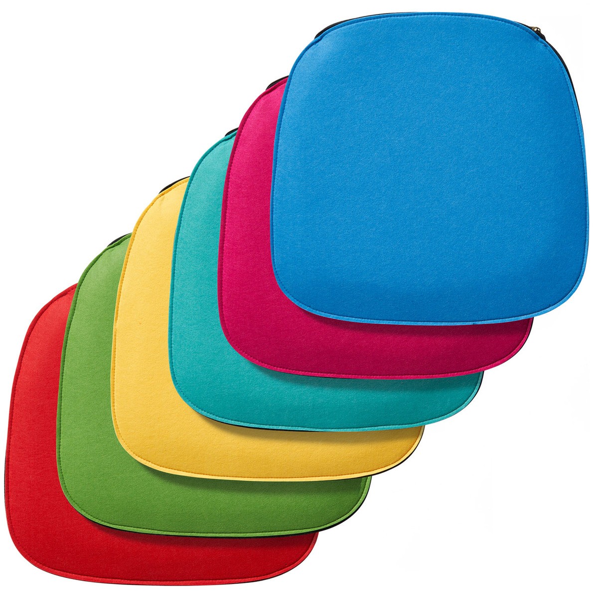 Bild 1 von AMARE Filzkissen 40 x 39 x H.2.5 cm, Trapez mit runden Ecken, 6er Set, 1 Seite dunkelgrau mit bunten