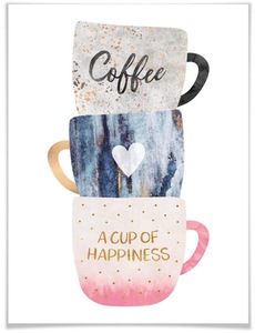 Wall-Art Poster "A cup of happiness", Schriftzug, (1 St.)