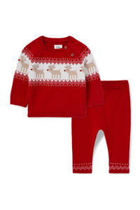 C&A Rudolf-Baby-Weihnachts-Strick-Outfit-2 teilig, Rot, Größe: 56