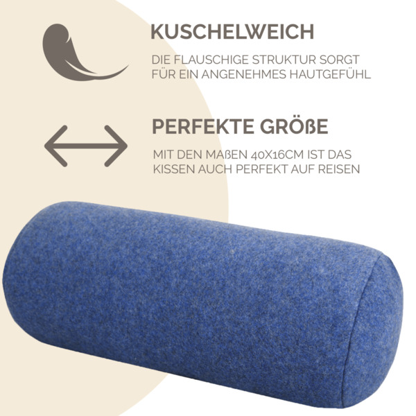 Bild 3 von Original Dr. Berger Velours-Fleece Nackenrolle Blaumelange 40 x 16 cm