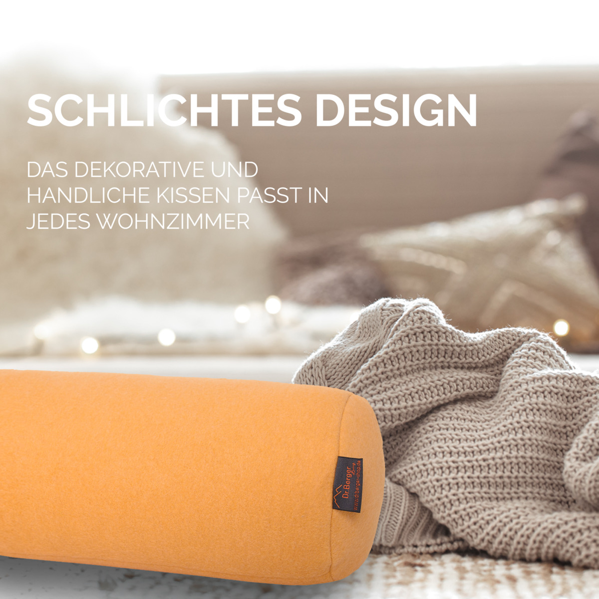 Bild 3 von Original Dr. Berger Velours-Fleece Nackenrolle Senfgelb 40 x 16 cm