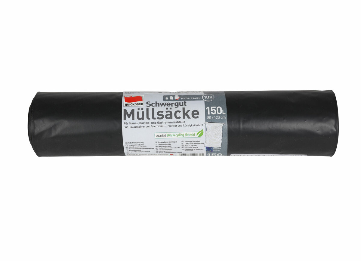 Bild 1 von Schwergut Müllsäcke 150 Liter 10 Stück auf Rolle Schwarz