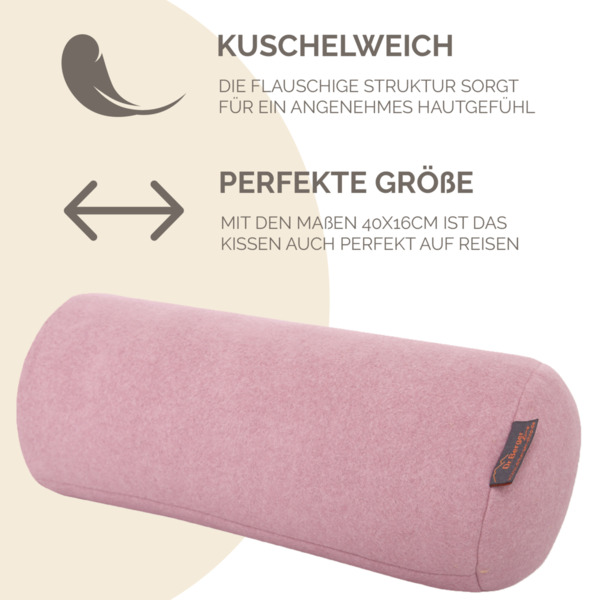 Bild 3 von Original Dr. Berger Velours-Fleece Nackenrolle Rosa 40 x 16 cm