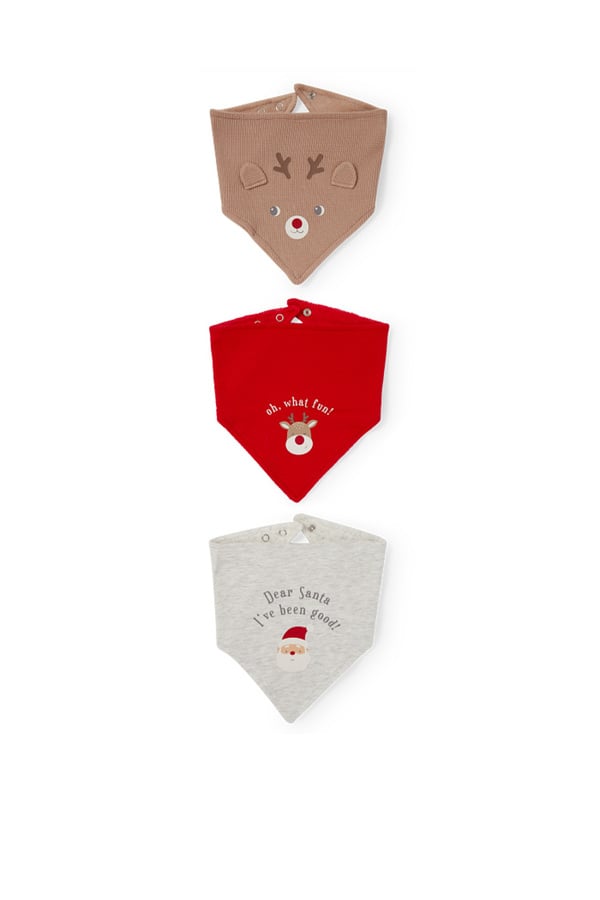 Bild 1 von C&A Multipack 3er-Rudolf-Baby-Weihnachts-Dreieckstücher, Rot, Größe: 1 size