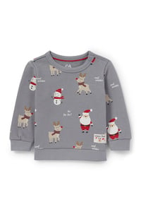 C&A Rudolf und Weihnachtsmann-Baby-Weihnachts-Sweatshirt, Grau, Größe: 68