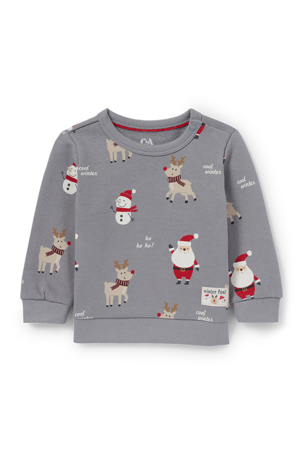 Bild 1 von C&A Rudolf und Weihnachtsmann-Baby-Weihnachts-Sweatshirt, Grau, Größe: 68