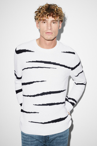 C&A Pullover-gemustert, Weiß, Größe: XS