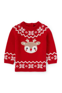 C&A Rudolf-Baby-Weihnachtspullover, Rot, Größe: 68