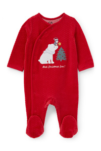 C&A Eisbär-Baby-Weihnachts-Schlafanzug, Rot, Größe: 56