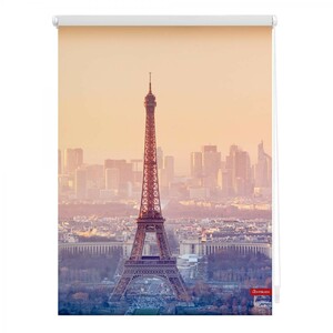 Lichtblick Rollo Klemmfix, ohne Bohren, blickdicht, Eiffelturm - Orange, 100 x 150 cm (B x L)