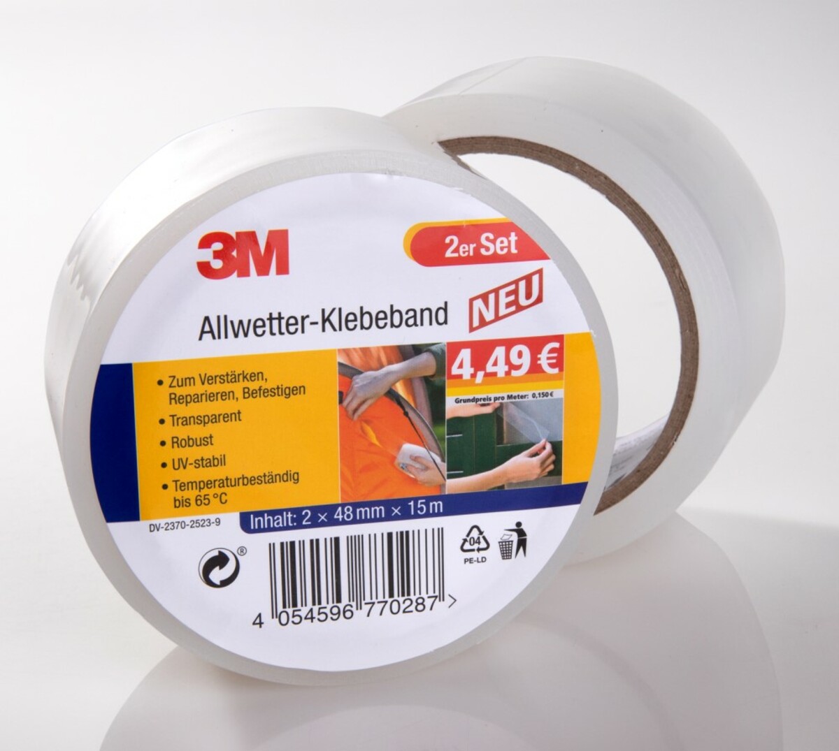 Bild 1 von 3M Allwetter Klebeband, Transparent - 2er-Set