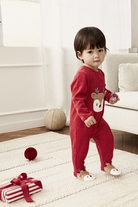 C&A Rudolf-Baby-Weihnachts-Schlafanzug-gepunktet, Rot, Größe: 68