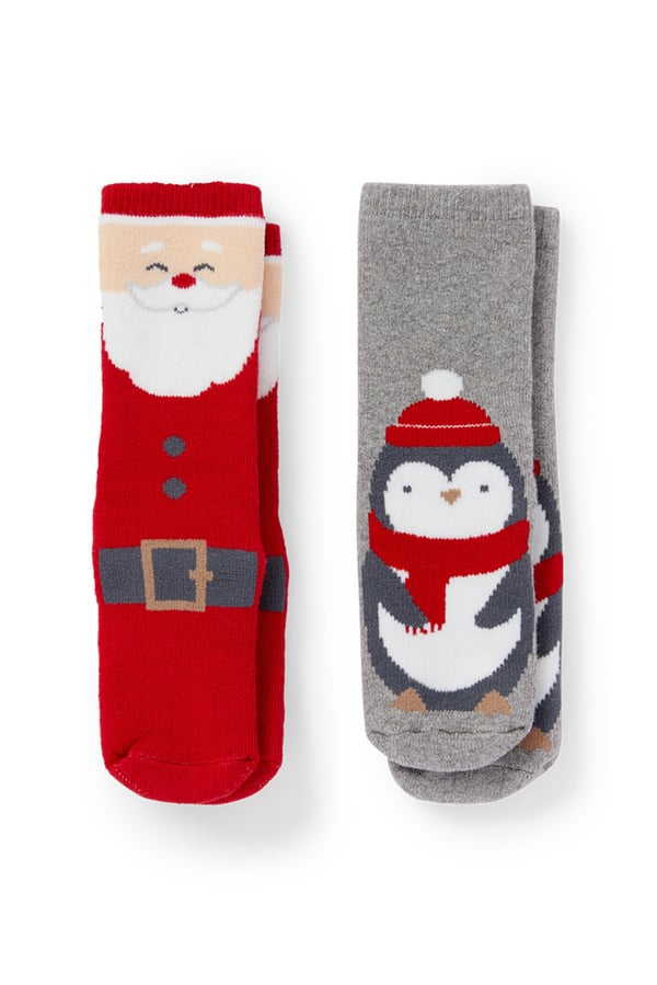Bild 1 von C&A Multipack 2er-Baby-Weihnachts-Anti-Rutsch-Socken, Rot, Größe: 21-23