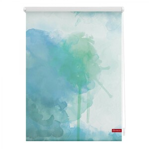 Lichtblick Rollo Klemmfix, ohne Bohren, blickdicht, Aquarell - Blau Grün, 80 x 150 cm (B x L)