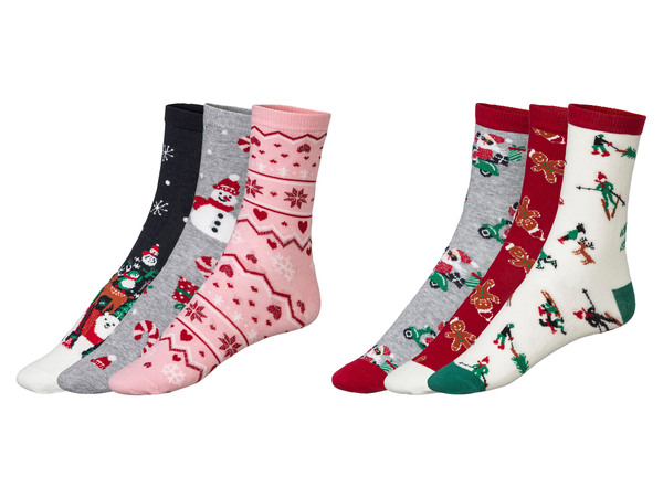 Bild 1 von esmara® Damen Weihnachtssocken, 3 Paar, mit Baumwolle