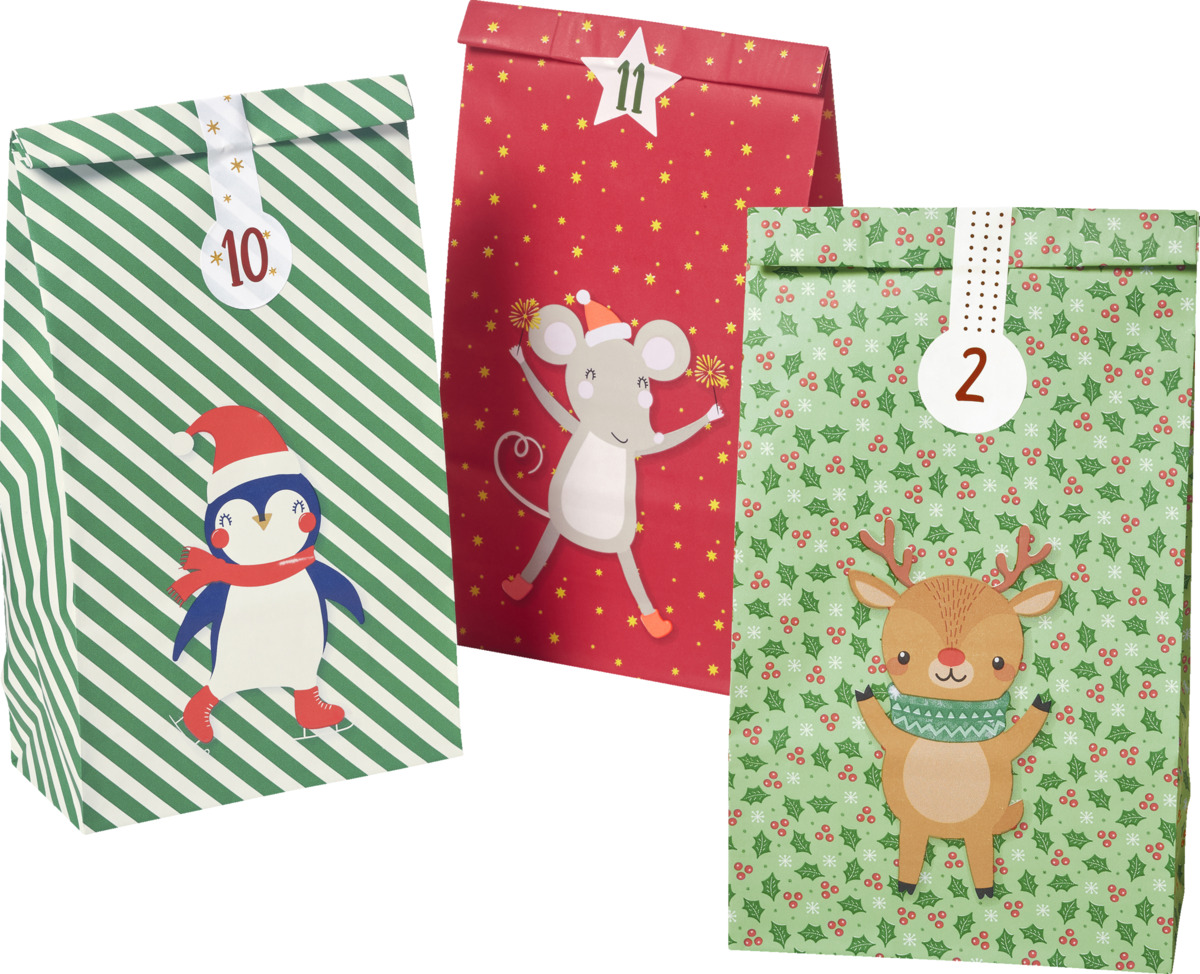 Bild 2 von IDEENWELT Adventskalendertüten Natur / rot / weiß