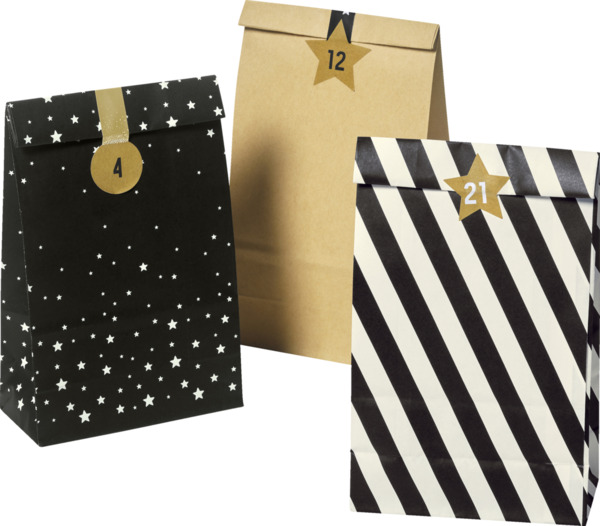 Bild 2 von IDEENWELT Adventskalendertüten schwarz / weiss / Natur
