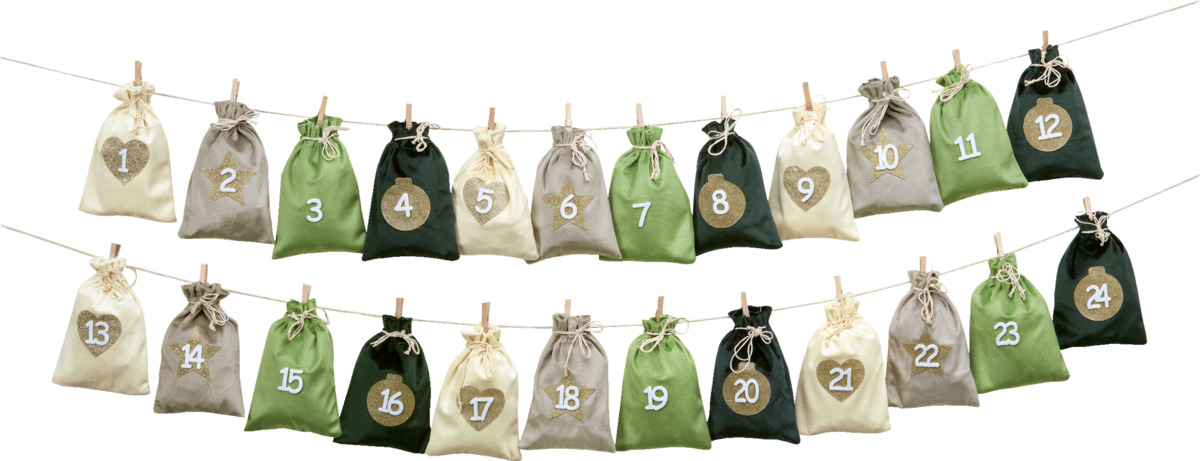 Bild 1 von IDEENWELT Adventskalender Samtbeutel grün