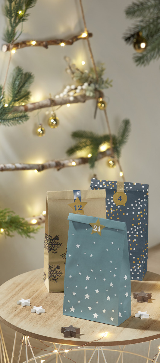 Bild 3 von IDEENWELT Adventskalendertüten Natur / petrol / blau