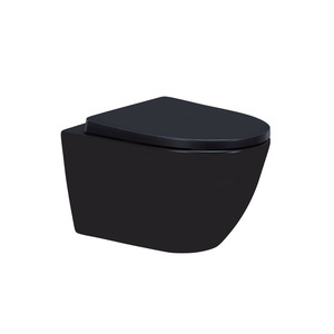 Vereg Wand-WC 'Nakia Twister Flush' Spülrandlos matt schwarz, inklusive WC-Sitz