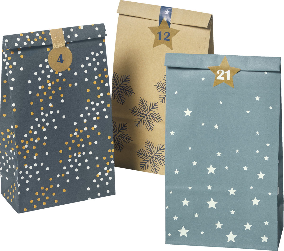 Bild 2 von IDEENWELT Adventskalendertüten Natur / petrol / blau