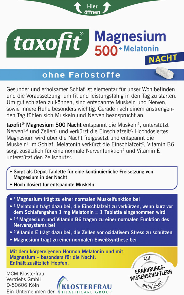 Bild 4 von taxofit Magnesium 500 Nacht Tabletten
