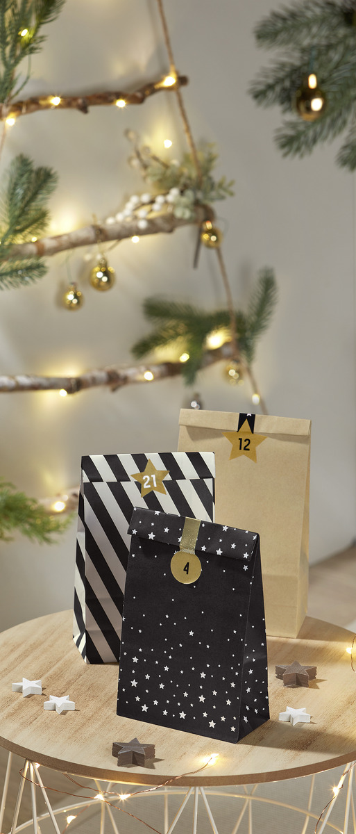 Bild 3 von IDEENWELT Adventskalendertüten schwarz / weiss / Natur