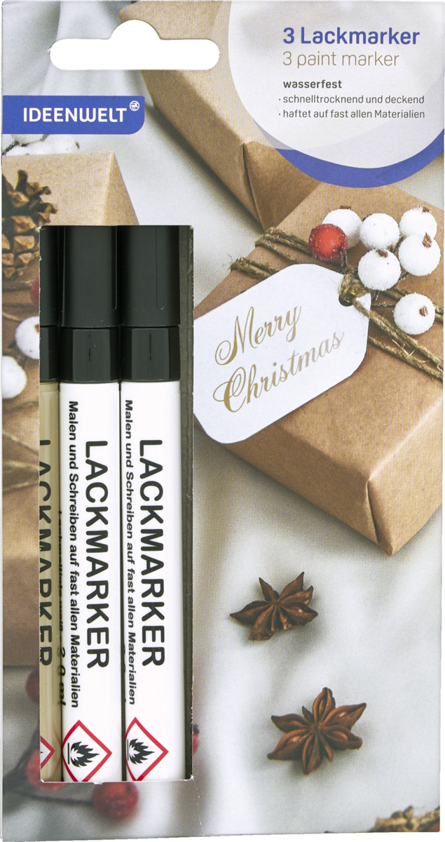 Bild 1 von IDEENWELT Lackmarker 3er-Set Gold/Weiß/Weiß