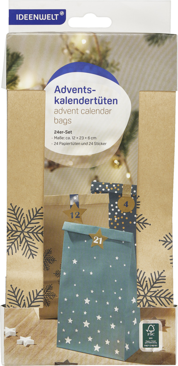 Bild 1 von IDEENWELT Adventskalendertüten Natur / petrol / blau