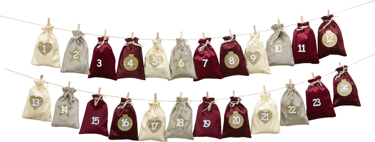 Bild 1 von IDEENWELT Adventskalender Samtbeutel rot