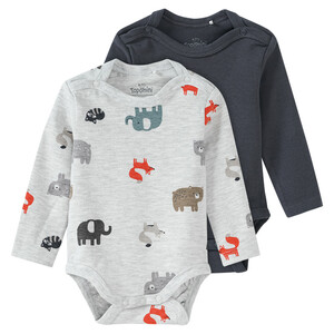 2 Newborn Langarmbodys mit Tier-Motiven