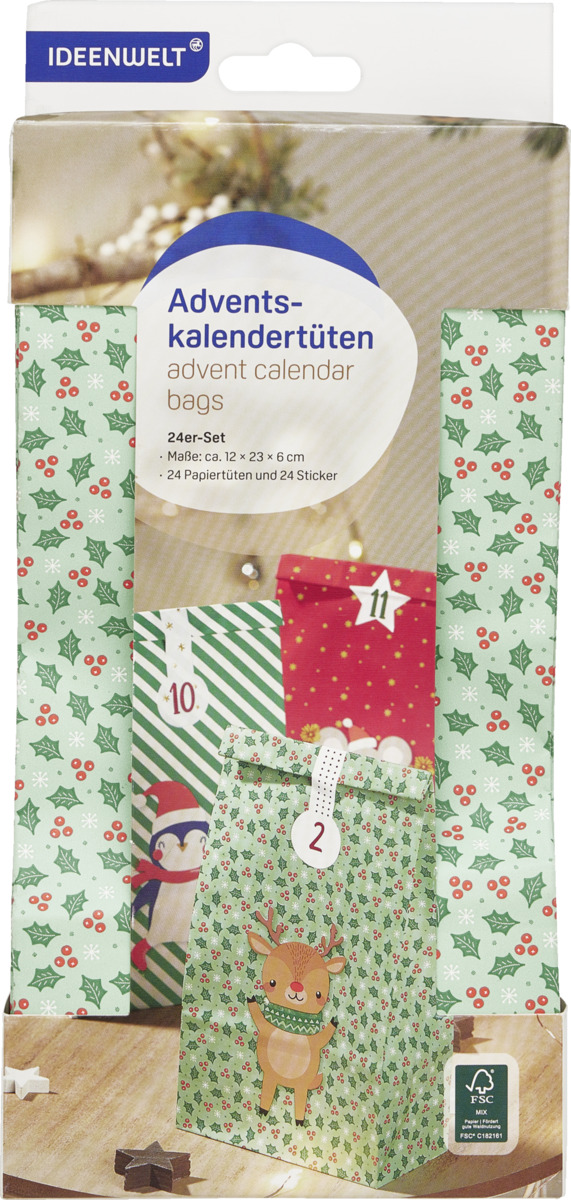 Bild 1 von IDEENWELT Adventskalendertüten Natur / rot / weiß