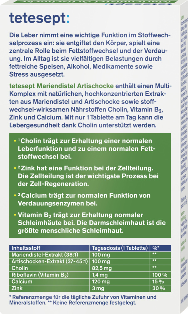 Bild 4 von tetesept Mariendistel Artischocke Tabletten