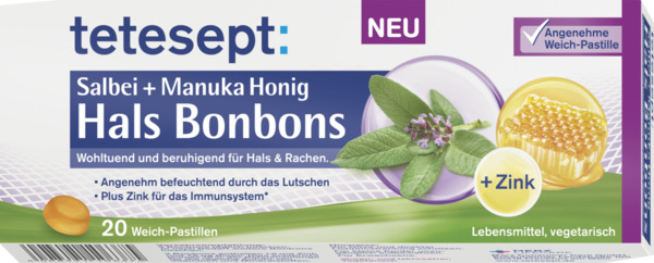 Bild 1 von tetesept Hals Bonbons Salbei + Manuka Honig