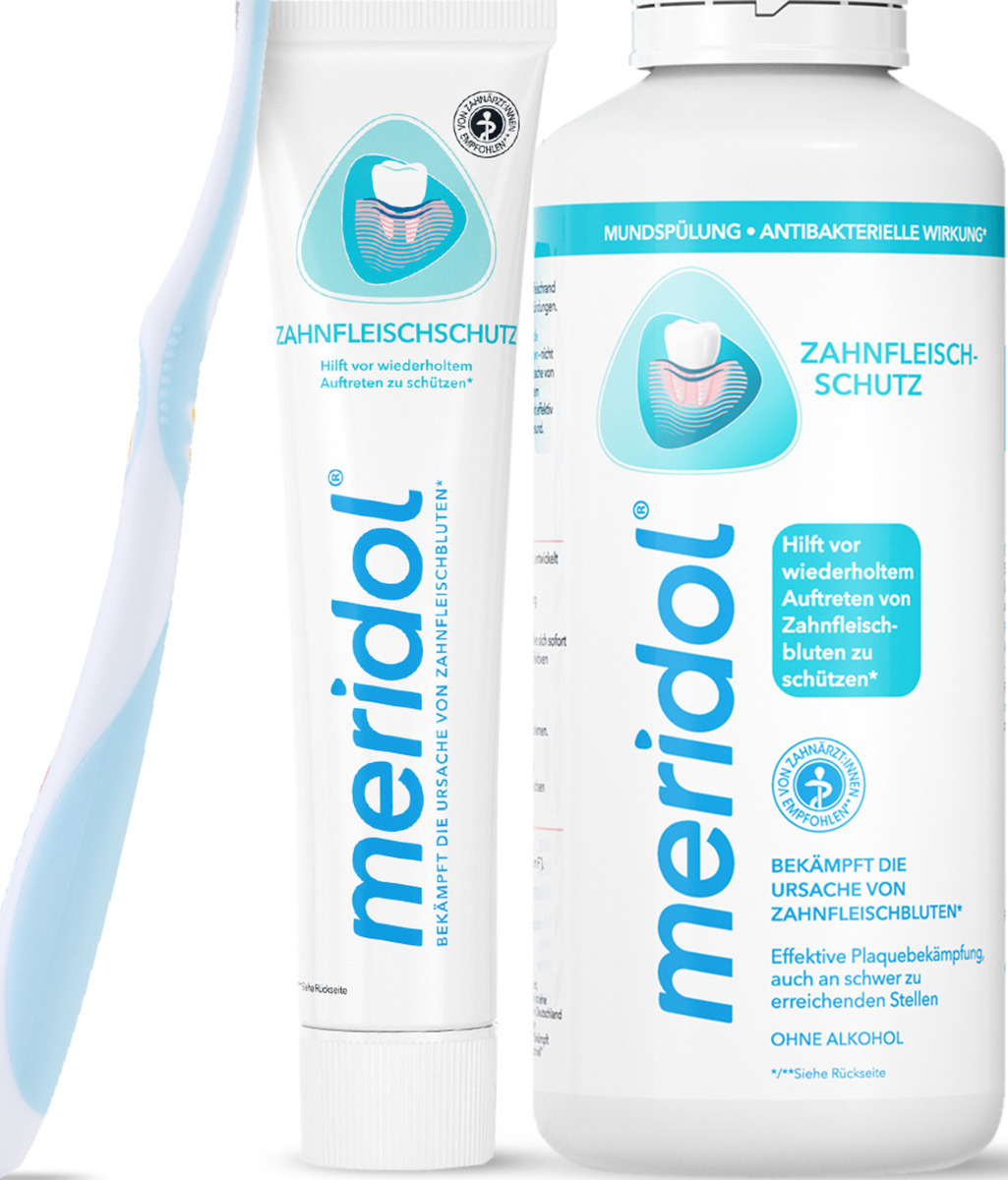 Bild 1 von meridol Zahnbürste Sanft + Zahnpasta + Mundspülung