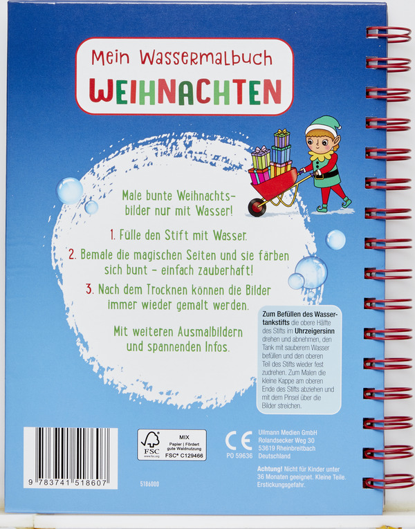 Magic Water Malbuch Weihnachten – 5 Bücher + 5 Stifte, Wiederverwendbar, Geschenk Für Kinder
