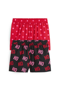 C&A Multipack 2er-Weihnachts-Pyjamashorts, Rot, Größe: 44