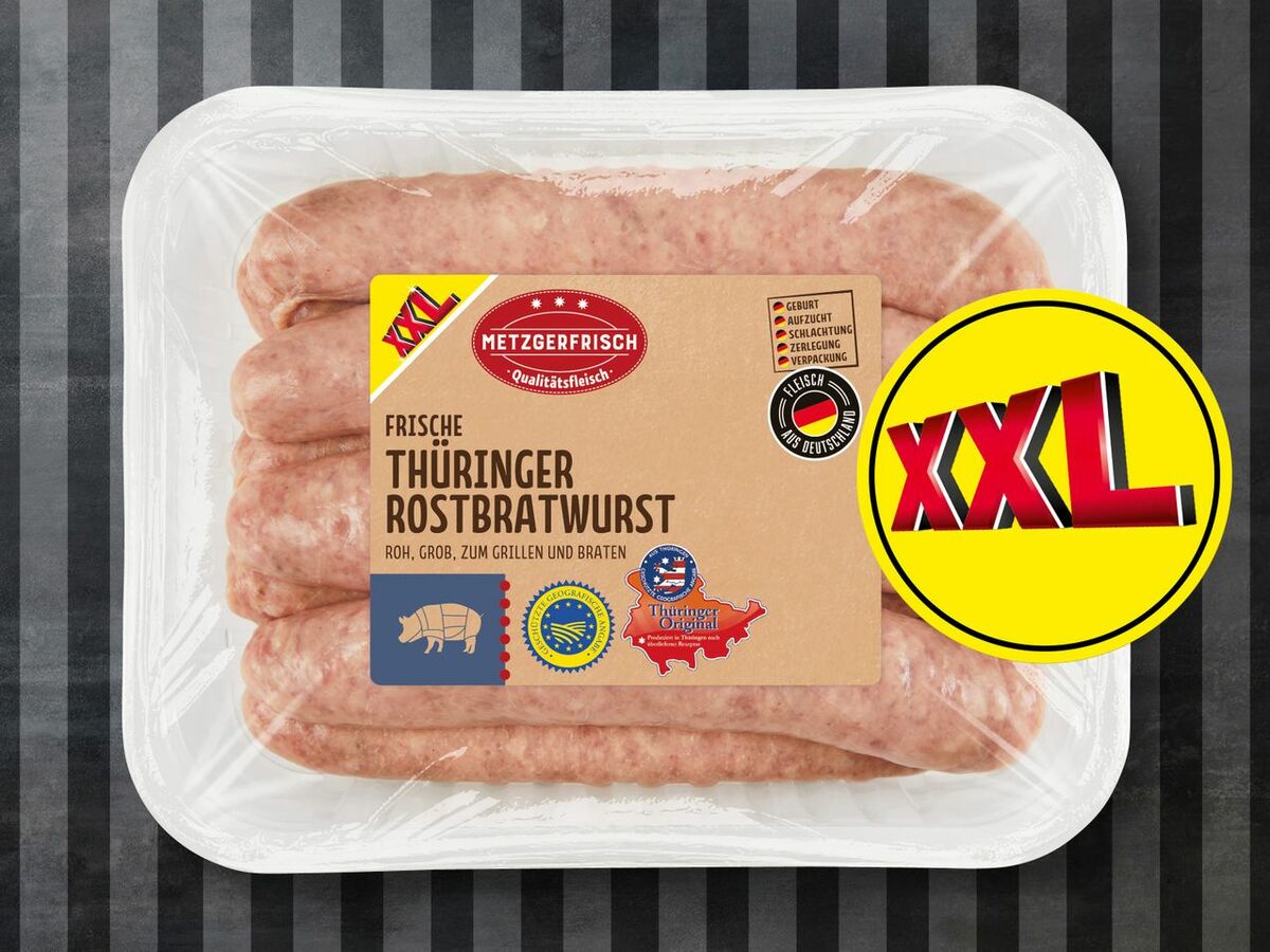 Bild 1 von Metzgerfrisch Frische Thüringer Rostbratwurst XXL, 
         800 g