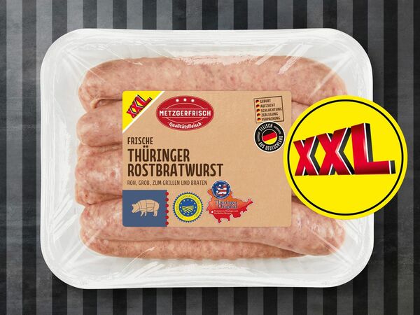 Metzgerfrisch Frische Thüringer Rostbratwurst XXL, 800 g von Lidl ansehen! | Billiger Donnerstag